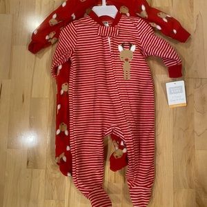 Hudson Baby Christmas Zipper Footie PJ Set